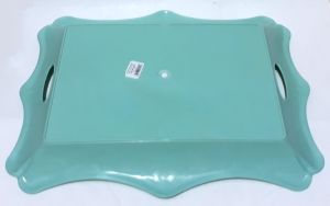 Dikdörtgen Şeklinde 43x34cm Ebatında 2 Kulplu Servis Tepsisi     Kenarları Kıvrımlı Kaliteli Plastik