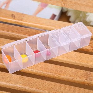 7 Bölmeli Şeffaf Renkli Haftalık İlaç Saklama Kutusu Plastik