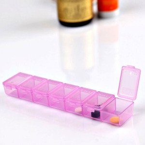 7 Bölmeli Şeffaf Renkli Haftalık İlaç Saklama Kutusu Plastik