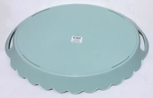 Oval Şeklinde 43x34cm Ebatında 2 Kulplu Servis Tepsisi           Kenarları Kıvrımlı Kaliteli Plastik