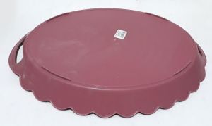 Oval Şeklinde 43x34cm Ebatında 2 Kulplu Servis Tepsisi           Kenarları Kıvrımlı Kaliteli Plastik