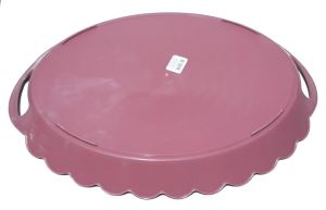 Oval Şeklinde 43x34cm Ebatında 2 Kulplu Servis Tepsisi           Kenarları Kıvrımlı Kaliteli Plastik