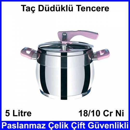 TAÇ BENGÜ GÜVEÇ DÜDÜKLÜ TENCERE 5 LT 18/10CR Nİ PASLANMAZ ÇELİK KULLANIŞLI PRATİK KAPAK ŞIK TASARIM