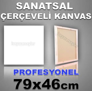 AHŞAP ÇERÇEVELİ BOŞ RESİM TUVALi HAZIRTUAL 79x46