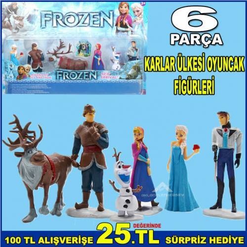 Frozen Karlar Ülkesi Kahramanlarından Oluşan 6p Oyuncak Figürleri Elsa,Anna,Olaf,Kristoff,Hans