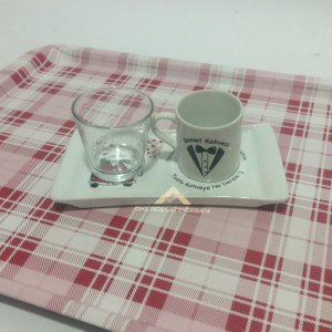 Damat Fincan Seti 3 Parçadan Oluşan Fincan,Bardak ve Altlık Porselen Gelin Damat Kahve Fincanı