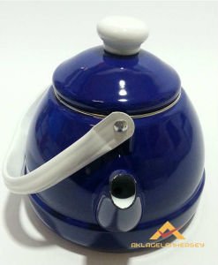 Üstten tutmalı emaye çaydanlık 3 litre büyük boy içi siyah dışı kırmızı nostaljik tek alt çaydanlık