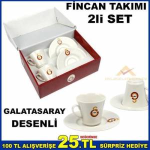 En Büyük Cimbom İçin Lisanslı Galatasaray Amblemli Porselen Türk Kahvesi Fincan Takımı 2li Set abn34