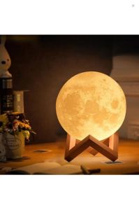 Dekoratif Şık 3d moon lamp Pilli 3d Standlı Ay Gece Lambası