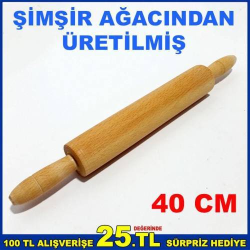 40cm Şimşir Ağacından Üretilmiş Hamur Merdanesi