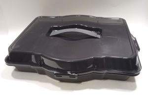 Füme 3 in 1 Kare Dikdörtgen Yuvarlak Borcam Taşıma Kabı 47x35x12cm Kapaklı Süper Şık Sunum Tepsisi