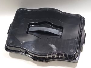 Füme 3 in 1 Kare Dikdörtgen Yuvarlak Borcam Taşıma Kabı 47x35x12cm Kapaklı Süper Şık Sunum Tepsisi