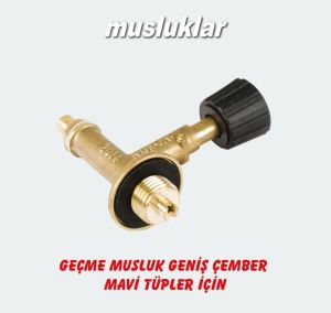Mavi Tüp Piknik Ocak Gaz Musluğu Kamp Ocağı için Sarı Prinç Musluk Geniş ÇemberBüyük Vidalı Metal