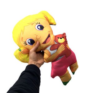 Ayıcıklı Kız Bez Bebek Yumuşak Dokulu Oyuncak Bebek 43cm Kumaş Bebek
