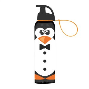 Penguen Baskılı 750 ml Plastik Su Matarası Dekoratif  1. Kalite