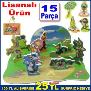 Lisanslı Ürün Looney Tunes 3D Oyun Parkı 15 Parça Kurşun Asker Tarzı Bugs Bunny ve Arkadaşları