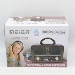 Meier M-111BT Nostaljik Usb-TfCard-Bluetooth Destekli FM Radyo Kırmızı 3 Band Müzik Kutusu