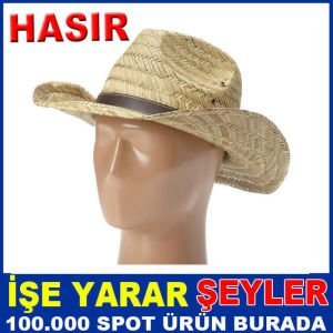 ORJİNAL GERÇEK HASIR BÜYÜK BOY KOVBOY ŞAPKASI