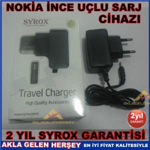 SYROX 2YIL GARANTİLİ İNCE UÇLU NOKIA SARJ CİHAZI