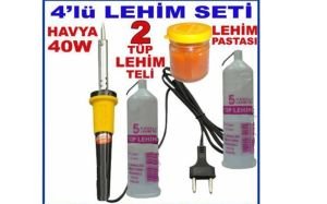 Kalem Havya Lehim Seti 4lü Lehim Seti,2 Tüp Lehim,40w Kalem Havya Lehim Pastası 4 Lü Lehim Seti