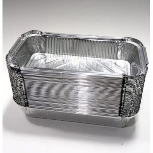 50 adet KullanAt 20x12cm Dikdörtgen Alüminyum Folyo Kap 500-800gr Ocakta Isıtma+Fırın Ateşe Dayanır