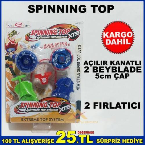 Spınnıng Top 2 Fırlatıcılı Açılabilir Kanatlı 2 Adet Beyblade Oyuncak Seti