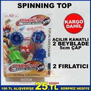 Spınnıng Top 2 Fırlatıcılı Açılabilir Kanatlı 2 Adet Beyblade Oyuncak Seti