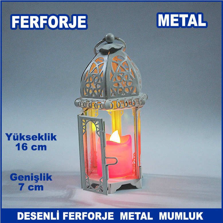Desenli Ferforje Metal Mumluk - Tea Light Mumluk - Kafes Mumluk - Dekoratif Mumluk 16x7 cm