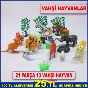 21 PARÇA 13'Ü ÇEŞİTLİ VAHŞİ HAYVANLARDAN OLUŞAN ÇOCUKLARIN EĞLENECEĞİ VAHŞİ HAYVANLAR