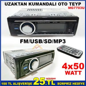 ÇIKARTILABİLİR ÖN PANEL 4x50W OTO TEYP MG-3363D