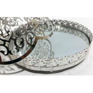 15 Cm. İçi Aynalı Kararmaz Kaplamalı Gümüş Renk Metal Şekerlik