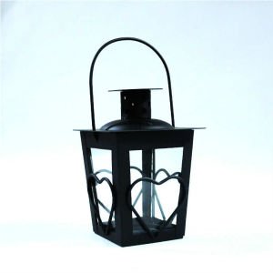Kalp Desenli Ferforje Metal Mumluk - Tea Light Mumluk - Kafes Mumluk - Dekoratif Mumluk 11x7 cm