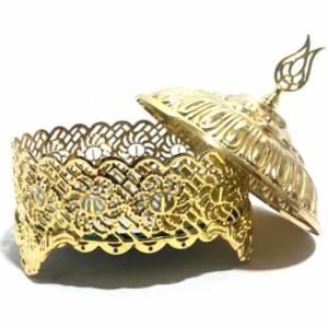 14 Cm. İçi Aynalı Kararmaz Kaplamalı Gold - Altın Renk Metal Şekerlik