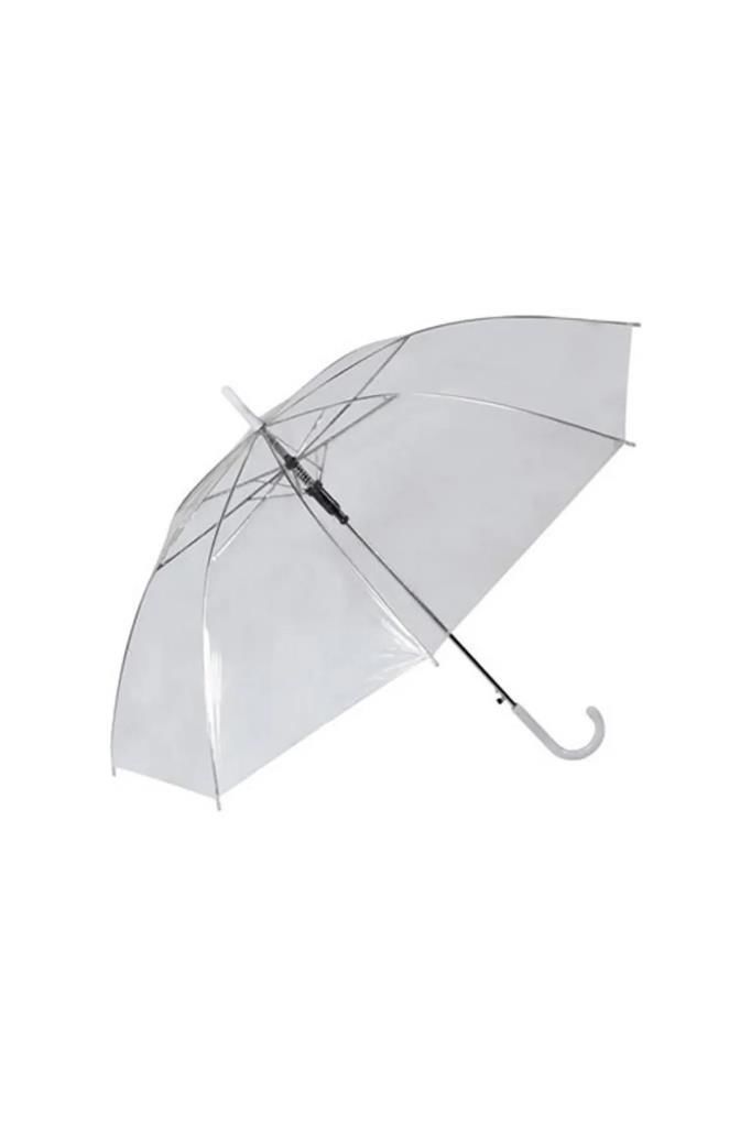 Kaliteli Şık 8 Telli Baston Unısex Şeffaf Şemsiye 71 Cm Uzunluk, 90 Cm Açık Çap