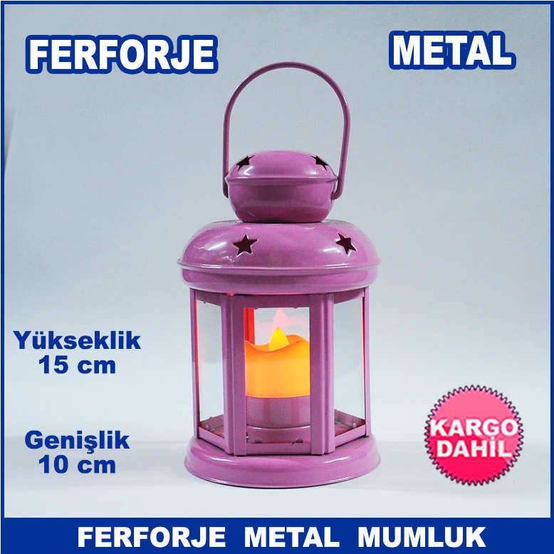 Motifli Ferforje Metal Kafes Mumluk - Tea Light Mumluk - Kafes Mumluk - Dekoratif Mumluk 15x10cm