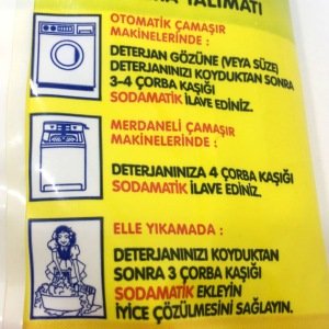 Kireç Çözücü Yumuşatıcı Koruyucu Beyazlatıcı Çamaşır Sodamatik