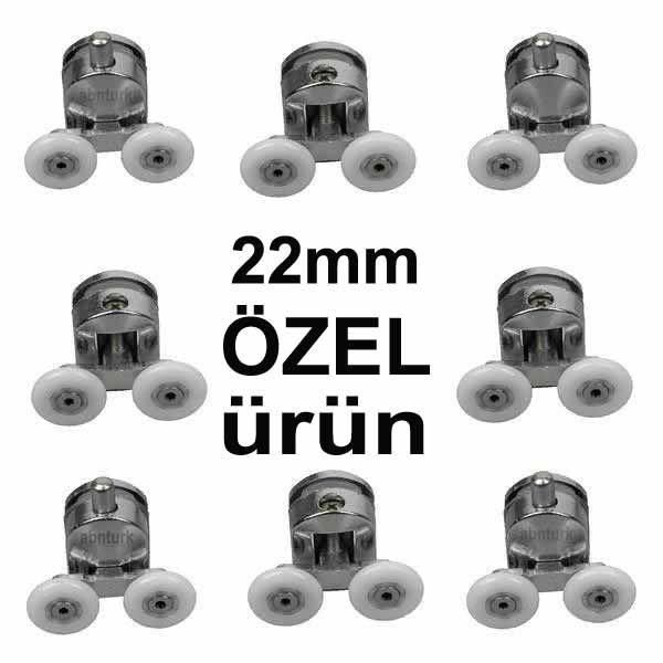 22mm Tekerli Cam Duşakabin Teker Takımı 8 adet Krom Rulman Set Duşkabin Montaj Seti TSE'li Süper Set