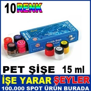 SÜDOR 10'lu NON-TOXIC PET ŞİŞE AKRİLİK BOYA SET