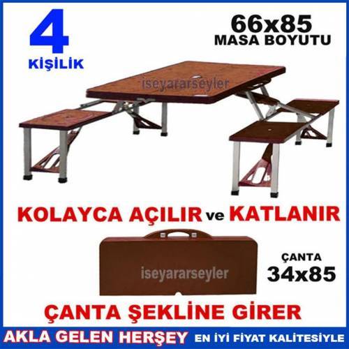 4 Kişi Çanta Şeklinde Portatif Piknik Masası