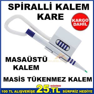 MASAÜSTÜ MASİS SPİRALLİ KARE TÜKENMEZ KALEM KD