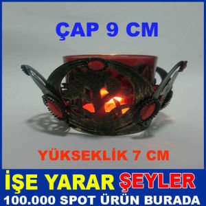 METAL FERFORJE TAŞ İŞLEMELİ T-LİGHT MUMLUK
