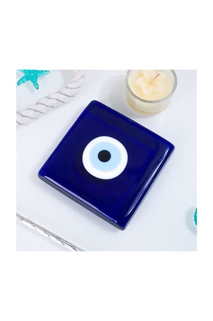 Nazar Boncuğu Lüks Kalın Cam 10x10cm Kalınlık=2cm Gider Kapağı Kolu Önleyici Kapak