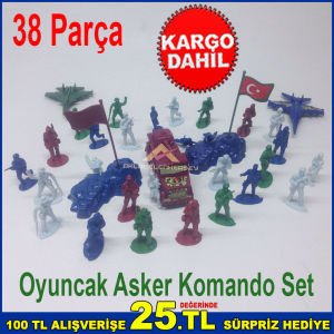 Oyuncak Asker Komando Ordusu 38 Parçadan Oluşan Kurşun Asker,Araba,Uçak Asker Seti