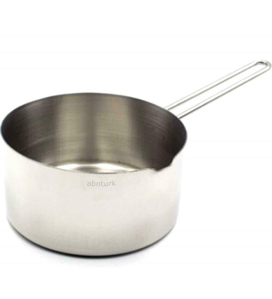 14 cm Paslanmaz Çelik Sütlük 18/10 Ultra Lüks İnox Derin Sos Tavası Metal Saplı Çok Amaçlı Kaçerola
