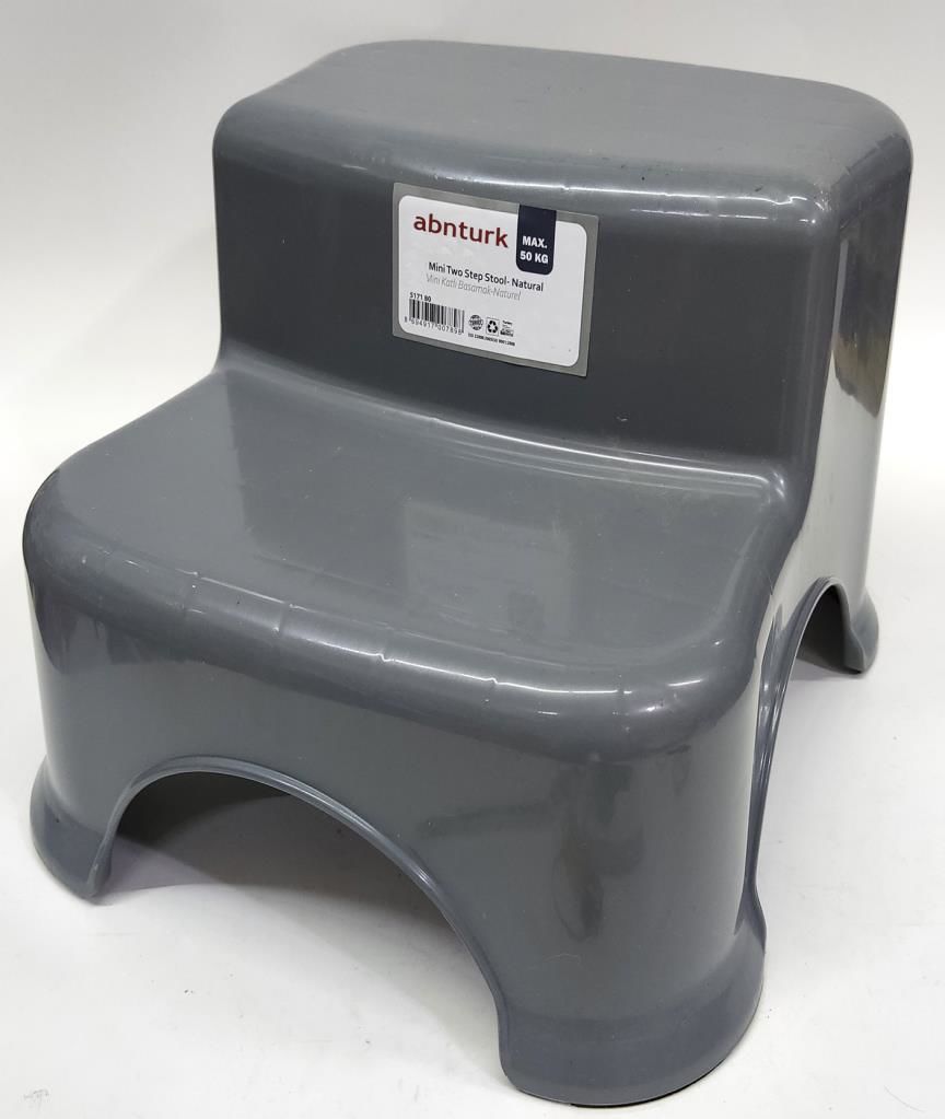 Koyu Gri Füme Renk Merdiven 2 Basamaklı Çocuk Taburesi Kaymaz Tabanlı Çocuklara Lavabo WC Basamağı