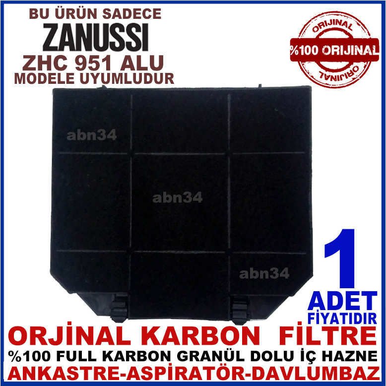 ZANUSSI ANKASTRE DAVLUMBAZ FİLTRESİ ZHC 951 ALU Model Ankastre Aspiratör Karbon Filtre-1013