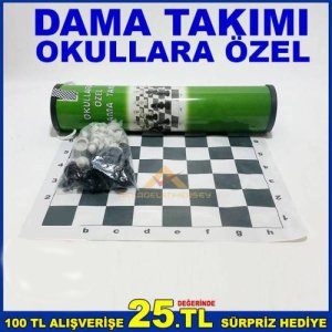 Taşıması Kolay Oval Kutusunda Okullara Özel Piyon Taşları İle Dama Takımı