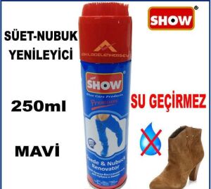 Mavi Süyet Boyası Su Geçirmez 250ml Süet,Nubuk Ayakkabı-Çanta-Mont Boyası Mavi Renk Sprey Boya