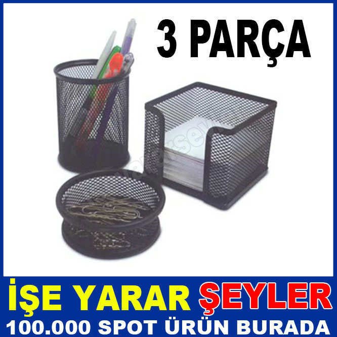 3 PCS METAL PERFORE  KALEMLİK NOTLUK OFİS SETİ
