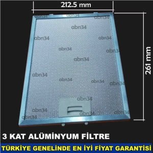 Alüminyum Davlumbaz Filtresi 212.5x261mm Ankastre Filtresi 21.2x26.1cm Alüminyum Kartuş Filtre abn34